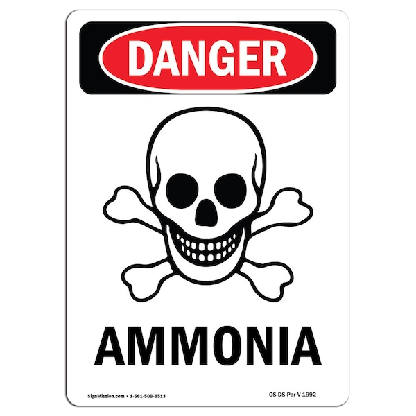 Safety Sign, OSHA Danger, 5" Height, Portrait, D-35-V-1992-10PK
